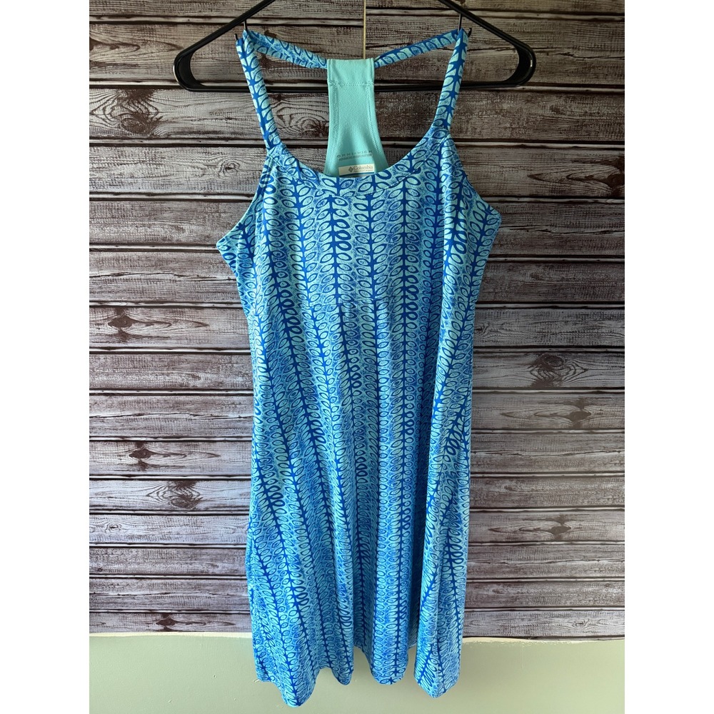 Columbia Women's Omni-Wick Racerback Size M Blue Leaf Print Logo